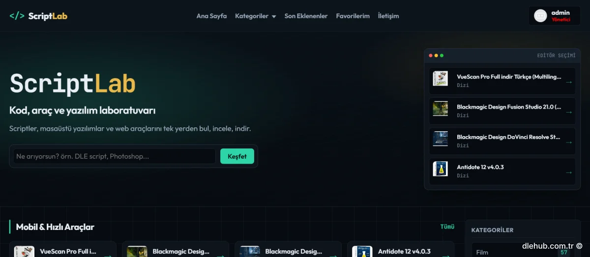 ScriptLab DLE Tema – Koyu Script & Yazılım Teması (DLE 19/20)