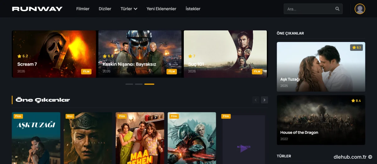 Runway TMDB | Tam Kapsamlı DLE Film ve Dizi Sistemi (Tema + Eklentiler)